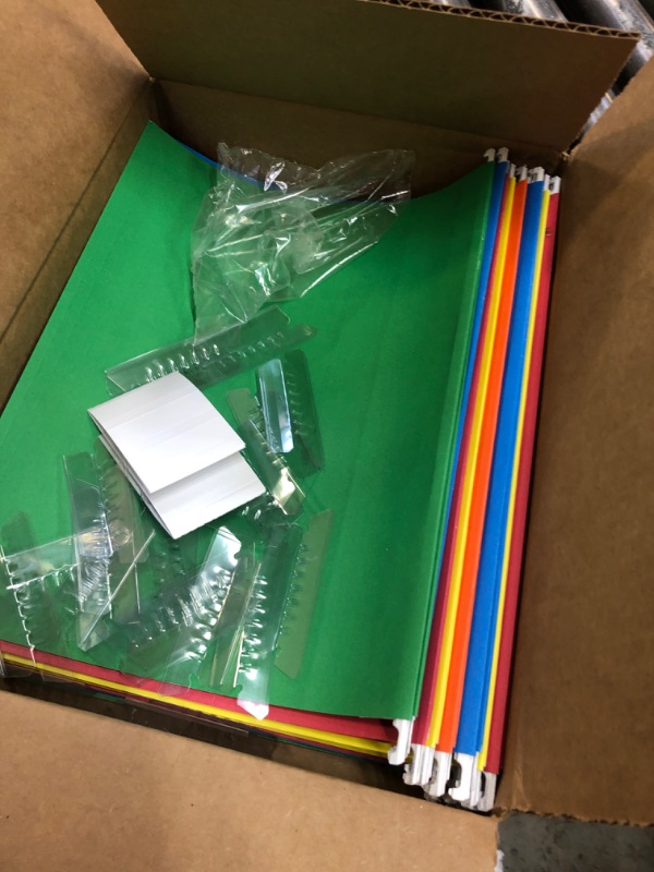 Photo 1 of Amazon Basics Hanging Organizer File Folders for Efficient Filing, Assorted Colors, Letter Size (Pack of 25)