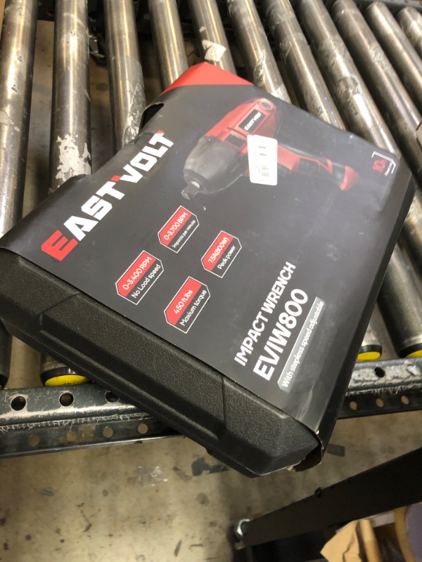 Photo 1 of Eastvolt 800W Electric Impact Wrench, Heavy Duty 7.5 Amp Corded Max Torque 450 Ft-lbs 3400 RPM, 1/2 Inch with Hog Ring Anvil