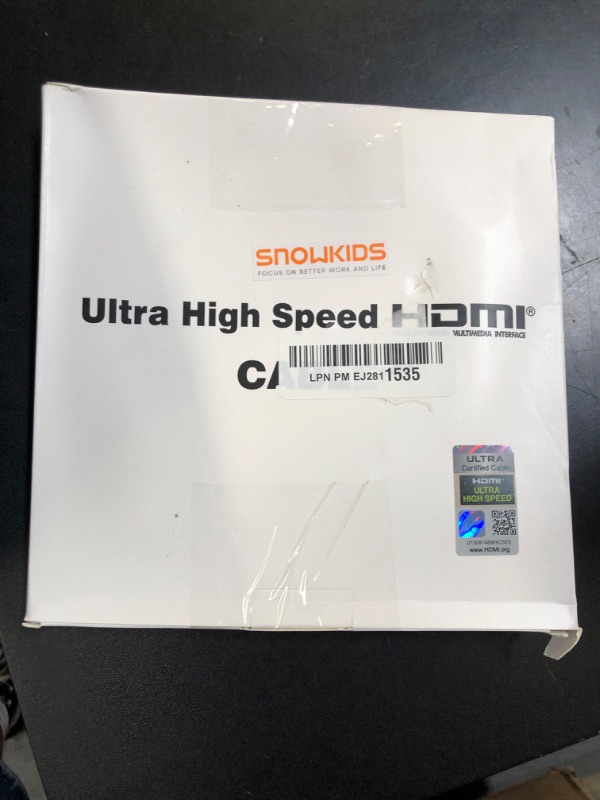 Photo 1 of Snowkids 8K Certified HDMI 2.1 Cable 10 ft, 48Gbps Ultra High-Speed HDMI Cables Cord, 10K 8K@60Hz, 4K@120Hz Compatible for TV/Laptop/Monitor/PS-5/X-box/Projector/Entertainment/Sound System & More