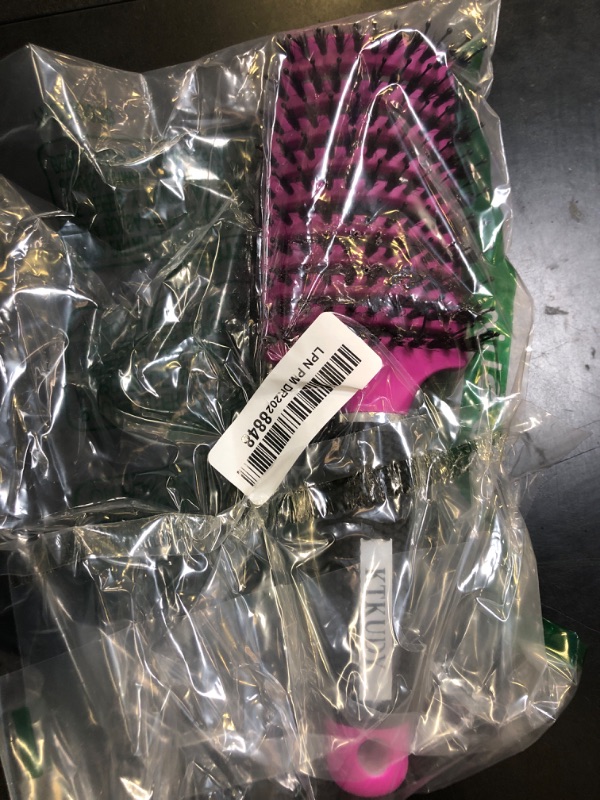 Photo 1 of Detangling Brush Boar Bristle Hairbrush for Adult & Kids Wet or Dry Hair - KTKUDY Detangler Hair brush Getting Knots Out without Pain - Adds Shine and Makes Hair Healthier Purple - black handle
