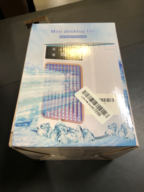 Photo 1 of Portable Air Conditioners, Mini Air Conditioner with 2 Cool Mists & 4 Speeds, 2025 Upgraded USB Personal Desk Air Cooler with 7 Color Lights & 900ML for Room, Office, Camping