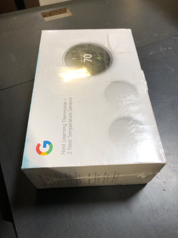 Photo 1 of Google Nest 3rd Gen BH1252 Learning Wi-Fi Programmable Thermostat in Stainless Steel with 2 Sensors