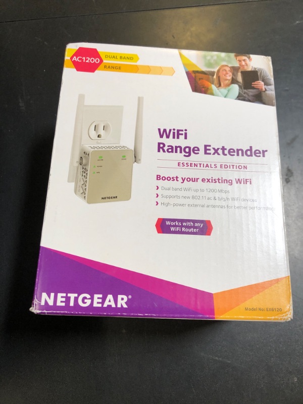 Photo 1 of NETGEAR Wi-Fi Range Extender EX6120 - Coverage Up to 1500 Sq Ft and 25 Devices with AC1200 Dual Band Wireless Signal Booster & Repeater (Up to 1200Mbps Speed), and Compact Wall Plug Design, White