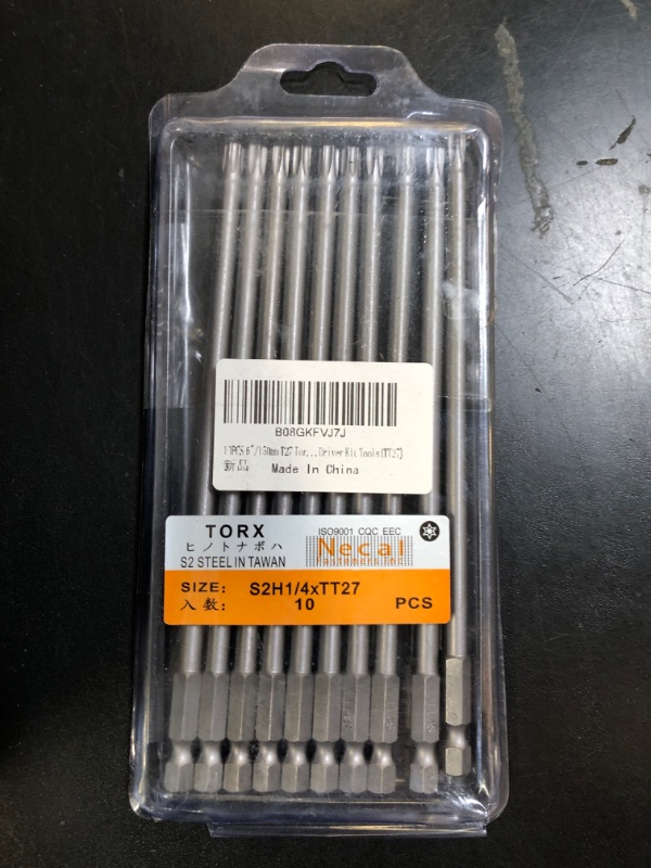 Photo 1 of 10PCS 6"/150mm T27 Torx Head Screwdriver Bit Set, 1/4 Inch Hex Shank with Quick Release Slot,S2 Steel Magnetic Security Tamper Proof Star 6 Point Screw Driver Kit Tools(TT27)