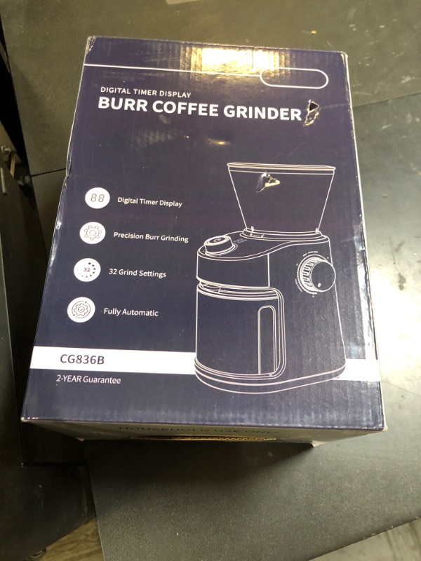 Photo 1 of SHARDOR Burr Coffee Grinder Electric with 32 Grinding Sizes, Coffee Bean Grinder with 40 Seconds Adjustable Electronic Timer, Coffee Grinders for Home Use with Chamber Cleaning Button