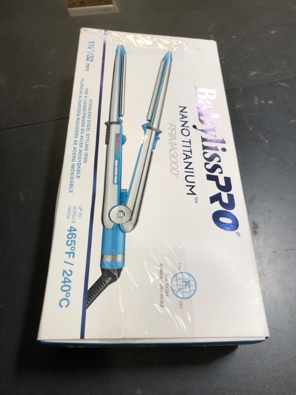 Photo 1 of BabylissPRO Nano Titanium Prima Ionic Hair Straightener, Curl and Straighten Hair With One Professional Tool, Blue