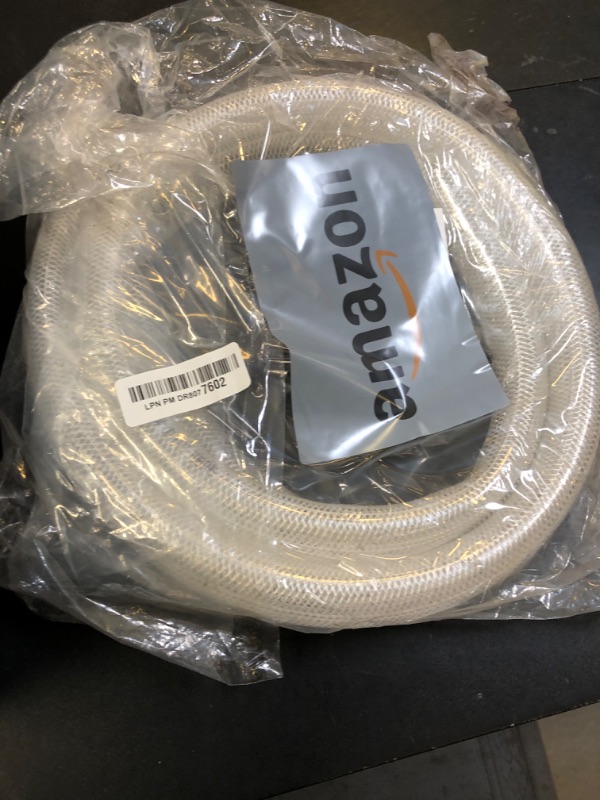 Photo 1 of DAVCO 1" ID - 10 ft Heavy Duty Braided Clear Plastic Vinyl Tubing with 2 Stainless Clamps, Flexible High Pressure Reinforced PVC Plastic Tube Hose, Non-toxic, BPA Free