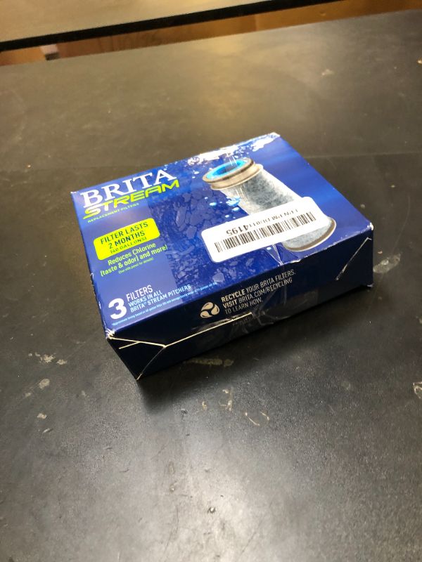 Photo 1 of Brita Stream Pitcher Water Filter for Pitchers and Dispensers, BPA-Free, Replaces 1,800 Plastic Water Bottles a Year, Lasts Two Months or 40 Gallons, Includes 3 Filters