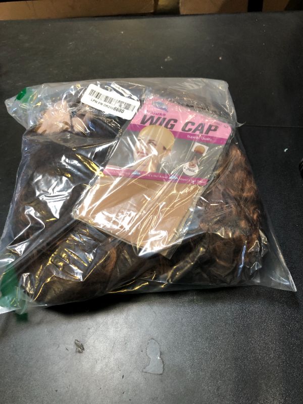 Photo 1 of YiweYowe 34 Inch Curly Wave Brown Human Hair Headband Wig P4/30 Medium Auburn Wig Human Hair 150% Density Highlight Wet And Wavy Wigs Human Hair Grade 8A