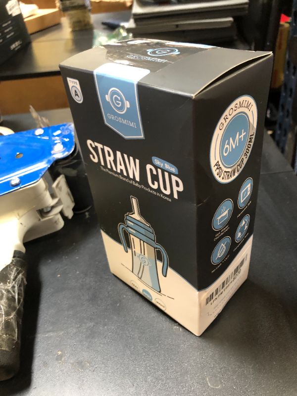 Photo 1 of GROSMIMI Spill Proof no Spill Magic Sippy Cup with Straw with Handle for Baby and Toddlers, Customizable, PPSU, BPA Free 10 oz (Sky blue)