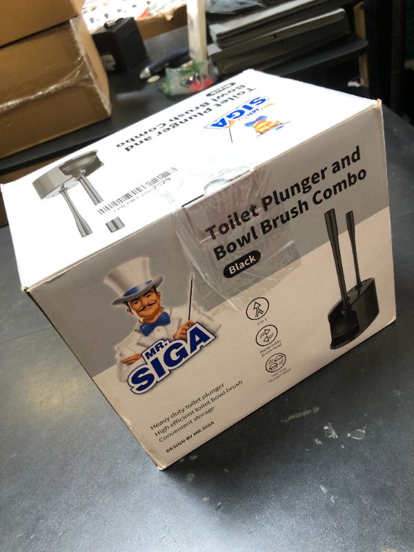 Photo 1 of MR.SIGA Toilet Plunger and Bowl Brush with Holder, Heavy Duty Toilet Brush and Plunger Set for Bathroom Cleaning, Black, 1 Set