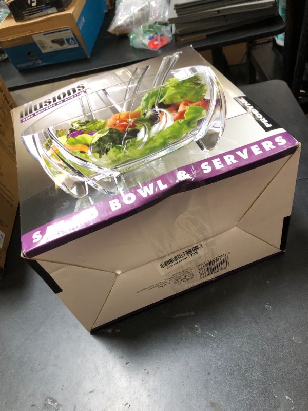 Photo 1 of Prodyne Acrylic Salad Bowl with Servers, Clear,6 quarts