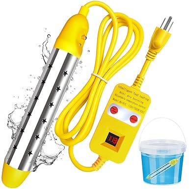 Photo 1 of Immersion Water Heater 1500W, Portable Submersible Water Heater with Thermostat for Bucket Bathtub Hot Tub, Real-Time Temperature Display & 15 Presets Control, Dry Burn Protection
