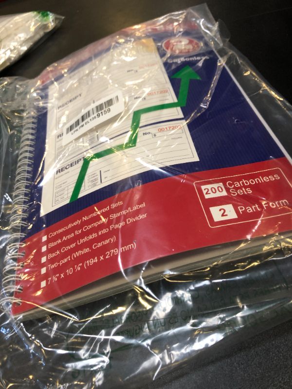 Photo 1 of Money and Rent Receipt Book 2-Part Carbonless 7-5/8" x 11" Spiral Bound 200 Sets per Book 4 Receipts per Page(1pack)