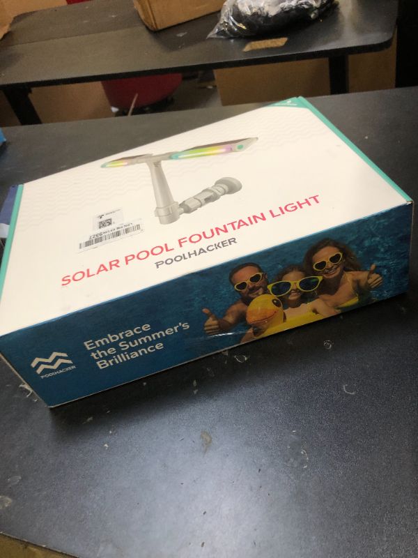 Photo 1 of Solar Pool Fountain with 10-Color Lights – Auto Light Sensing, Remote-Controlled, Dual-Head Adjustable Sprinkler, Compatible with Above/Inground Pools