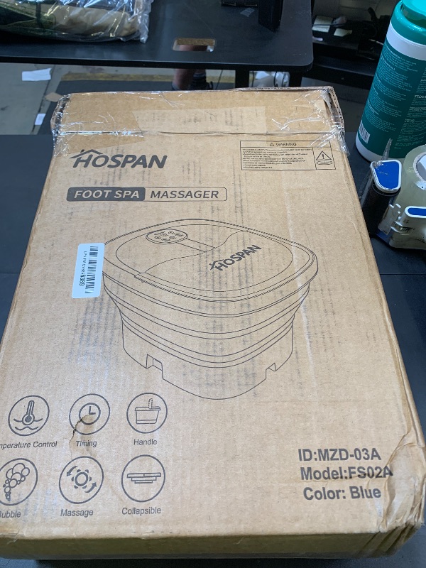 Photo 1 of HOSPAN Collapsible Foot Spa Electric Rotary Massage, Foot Bath with Heat, Bubble, Remote, and 24 Motorized Shiatsu Massage Balls. Pedicure Foot Spa for Feet Stress Relief - FS02A