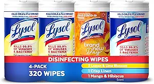 Photo 1 of Lysol Disinfecting Wipes Bundle, Home Apartment Dorm Room Essentials and Cleaning Supplies, All Purpose Cleaner, Multi-surface Cleaning Wipes, Multi-Scent Sanitizing Wipes Bundle, 80 Count (4pk)
