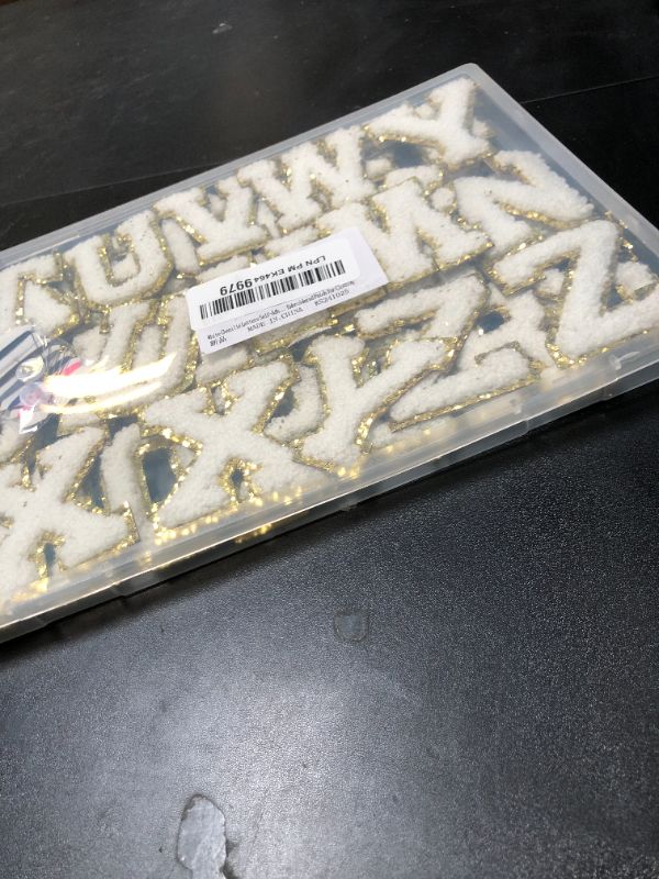Photo 1 of Jongdari Iron on Letters, 110 Pcs Alphabet Patches, Decorate Repair Letter Patches for Clothing Shirts Jackets Hats Jeans Shoes Bags (White)