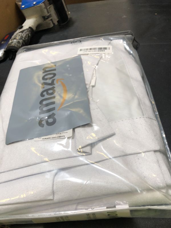 Photo 1 of H.VERSAILTEX Linen Look 100% Blackout Bright White Curtains 45 Inches Long for Bedroom Full Light Blocking Rod Pocket Linen Textured Thick Window Curtain Drapes with White Backing, 2 Panels