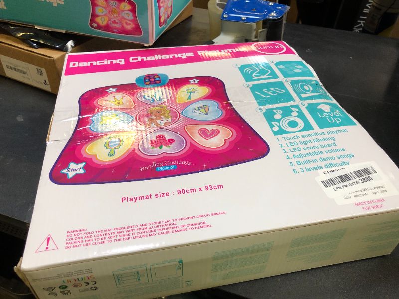 Photo 1 of SUNLIN Dance Mat - Dance Mixer Rhythm Step Play Mat - Dance Game Toy Gift for Kids Girls Boys - Dance Pad with LED Lights, Adjustable Volume, Built-in Music, 3 Challenge Levels (3-12 Years Old)