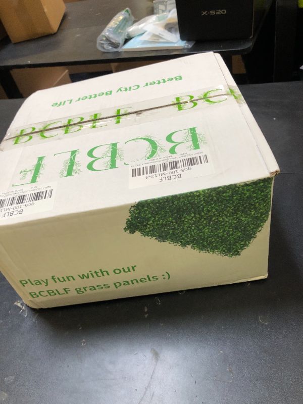 Photo 1 of BCBLF 10x10Inch 12Pcs Grass Wall Panels, 4 Layers UV-Anti Boxwood Greenery Hedge with 50 Zip Ties, No Odor Artificial Fake Grass Backdrop for Indoor Outdoor Privacy, Birthday Wedding Decor, 8.3 SQ FT