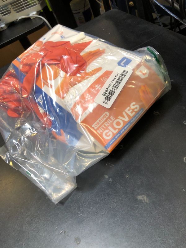 Photo 1 of HandCare Orange 8 Mil Nitrile Gloves - Latex Free, Cleaning, Work, Diamond Textured, Heavy Duty Mechanic Gloves (Pack of 100)
