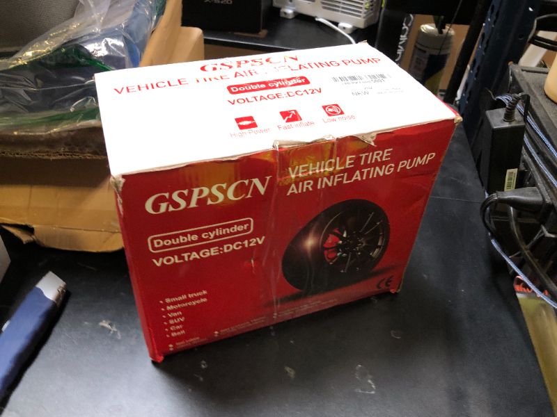 Photo 1 of GSPSCN Red Tire Inflator Heavy Duty Double Cylinders, Portable Metal DC 12V Air Compressor - Car Accessories?150PSI Tire Pump with Adapter for Car, Truck, SUV Tires, Dinghy, Air Bed etc
