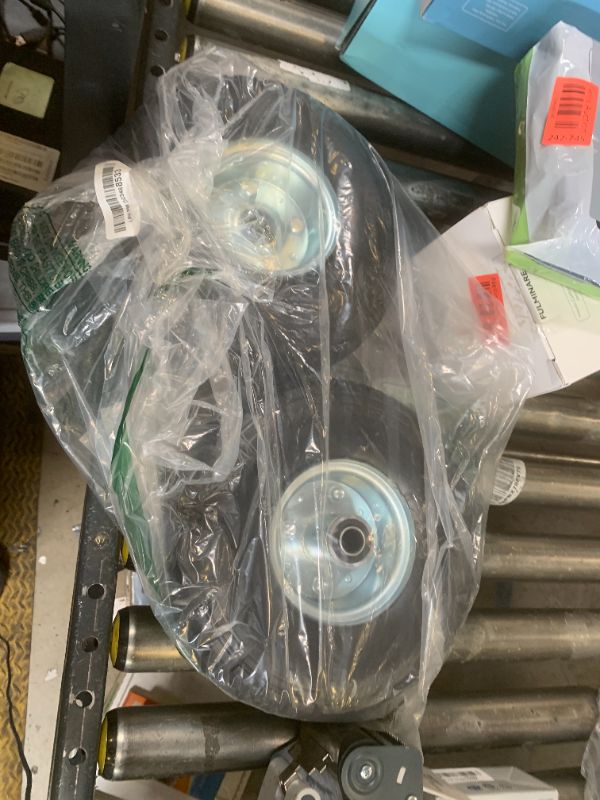 Photo 1 of AR-PRO (2-Pack) 10-Inch Solid Rubber Tire Wheels - Replacement 4.10/3.50-4" Flat Free Tire with 5/8" Bearings, 2.2" Offset Hub - Compatible with Hand Truck, Wheelbarrow, Dolly, Gorilla Carts