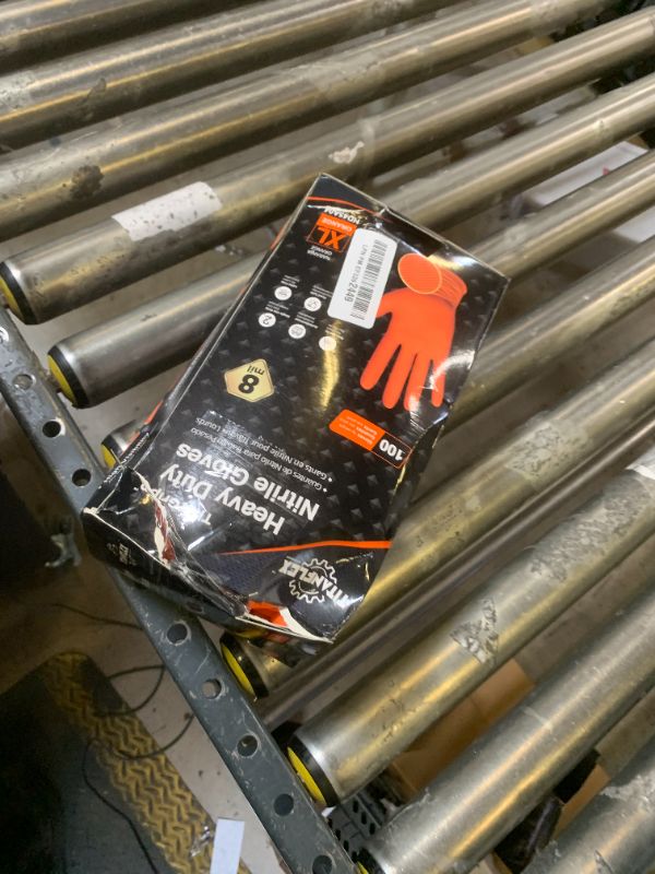 Photo 1 of TitanFlex ThorGrip Heavy Duty Industrial Orange Nitrile Gloves, 8-mil, Gloves Disposable Latex Free with Raised Diamond Texture Grip, Powder Free, Rubber Gloves, Mechanic Gloves,100-ct Box (XL)