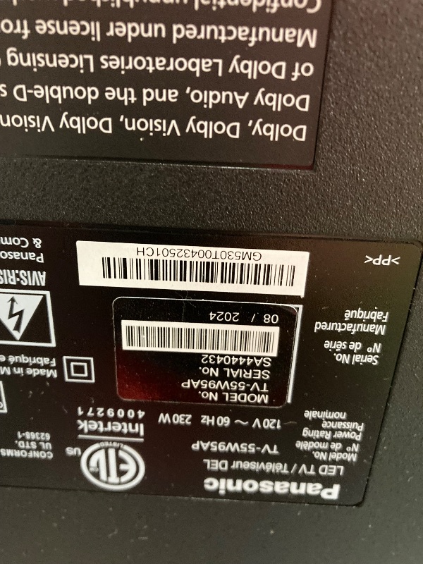 Photo 1 of **SMASHED SCREEN FINAL SALE**Panasonic W95 Series (2024 Model) 55-inch Mini LED 4K Ultra HD Smart Fire TV, Local Dimming, 144Hz Refresh Rate - 55W95AP