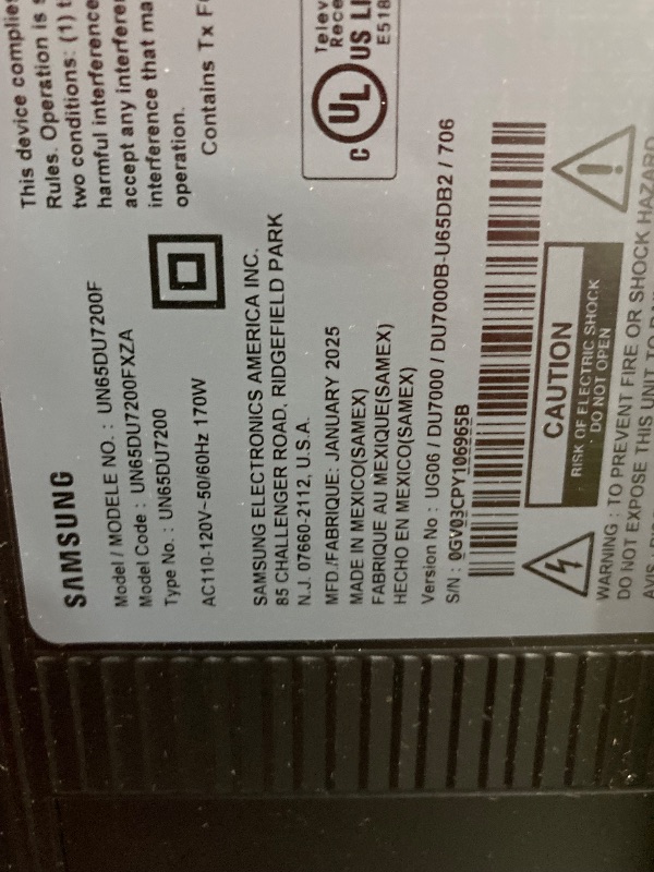 Photo 1 of **SMASHED SCREEN FINAL SALE**SAMSUNG 65-Inch Class Crystal UHD 4K DU7200 Series HDR Smart TV w/Object Tracking Sound Lite, PurColor, Motion Xcelerator, Mega Contrast, Q-Symphony (UN65DU7200, 2024 Model)