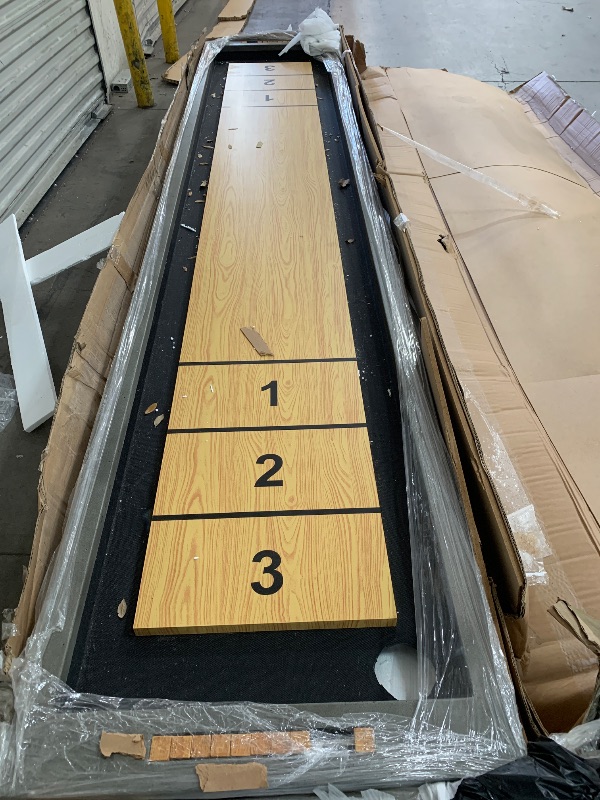 Photo 1 of **box 1 of 2 ONLY** Barrington Billiards 11' Aurora Outdoor Shuffleboard Table with Scratch-Resistant Playfield and 8 Puck Set