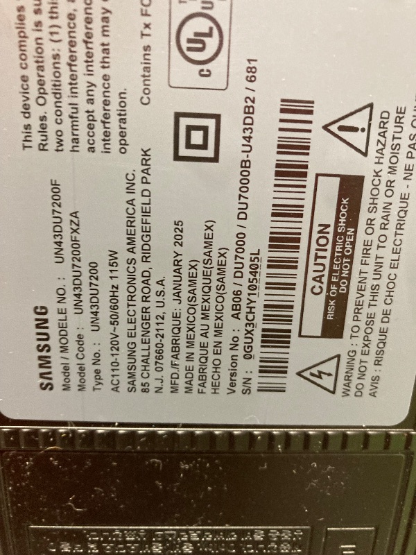 Photo 1 of **SMASHED SCREEN FINAL SALE**Samsung 43-Inch Class Crystal UHD 4K DU7200 Series HDR Smart TV w/Object Tracking Sound Lite, PurColor, Motion Xcelerator, Mega Contrast, Q-Symphony (UN43DU7200, 2024 Model)