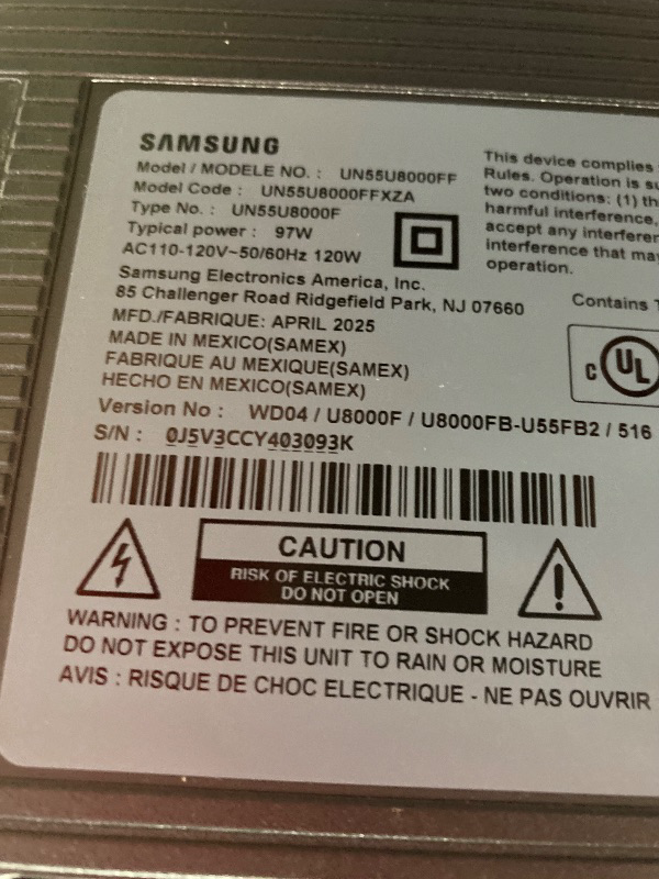 Photo 1 of **SMASHED SCREEN FINAL SALE**SAMSUNG 55-Inch Class Crystal UHD U8000F 4K Smart TV (2025 Model) Endless Free Content, Crystal Processor 4K, MetalStream Design, Knox Security, Alexa Built-in