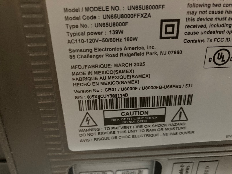 Photo 1 of **SMASHED SCREEN FINAL SALE**SAMSUNG 65-Inch Class Crystal UHD U8000F 4K Smart TV (2025 Model) Endless Free Content, Crystal Processor 4K, MetalStream Design, Knox Security, Alexa Built-in