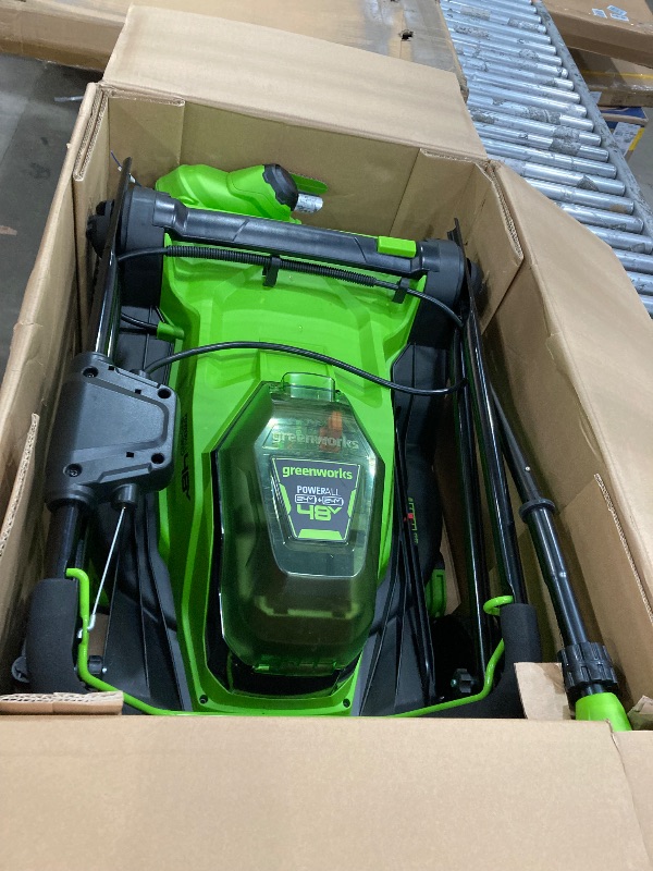 Photo 1 of (TOOLS ONLY NO BATTERIES OR CHARGER)Greenworks 40V 16" Brushless Cordless (Push) Lawn Mower + Blower (350 CFM) + 13" String Trimmer (Bonus Spools), 4.0Ah 