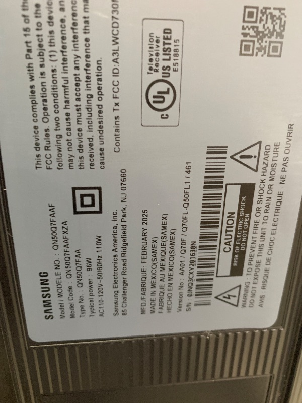 Photo 1 of *************SCREEN CRACKED, NON-FUNCTIONAL, FINAL SALE**************

Samsung 50-Inch Class QLED Q7F Series Samsung Vision AI Smart TV (2025 Model, 50Q7F) Quantum HDR, Object Tracking Sound Lite, Q4 AI Gen1 Processor, 4K upscaling, Gaming Hub, Alexa Buil