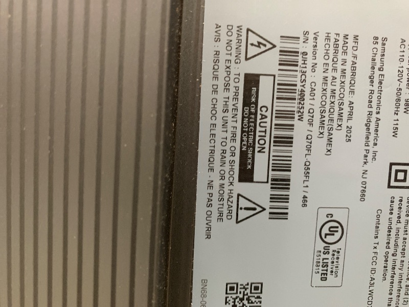 Photo 1 of ***************SCREEN DAMAGED, NON-FUNCTIONAL, FINAL SALE*******************

Samsung 55-Inch Class QLED Q7F Series Samsung Vision AI Smart TV (2025 Model, 55Q7F) Quantum HDR, Object Tracking Sound Lite, Q4 AI Gen1 Processor, 4K upscaling, Gaming Hub, Ale