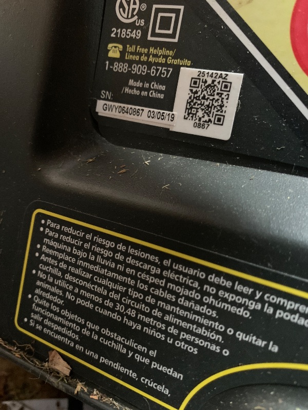 Photo 1 of ***************MISSING POWER CORD AND CATCH BAG*********************

Greenworks 16" Corded Electric 10 Amp Walk-Behind Push Lawn Mower 25142