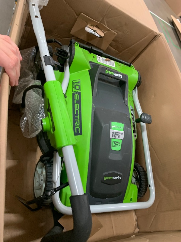 Photo 1 of ***************MISSING POWER CORD AND CATCH BAG*********************

Greenworks 16" Corded Electric 10 Amp Walk-Behind Push Lawn Mower 25142