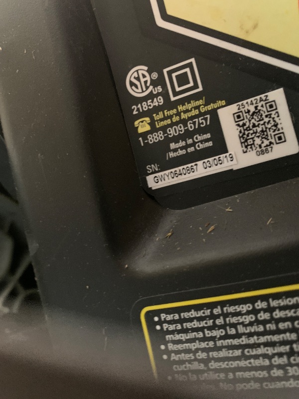 Photo 1 of ***************MISSING POWER CORD AND CATCH BAG*********************

Greenworks 16" Corded Electric 10 Amp Walk-Behind Push Lawn Mower 25142