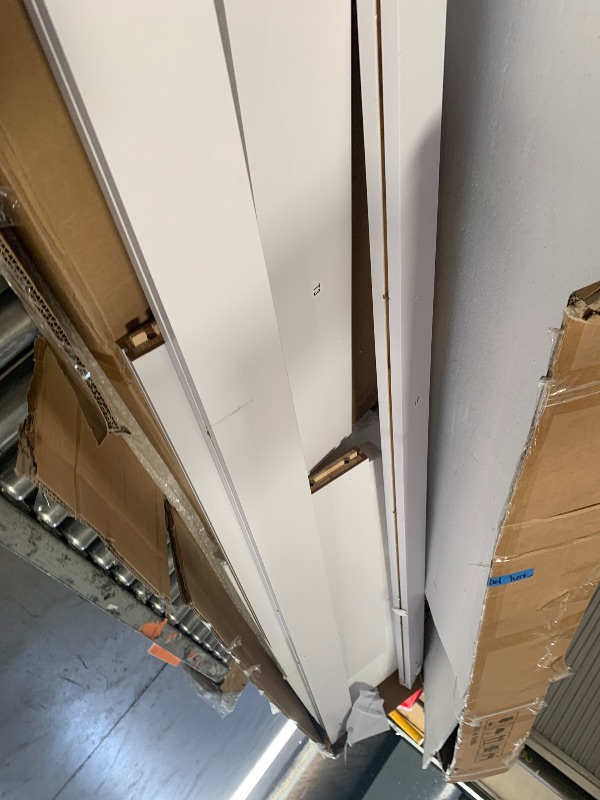 Photo 1 of ***MISSING HARDWARE/PARTS ONLY***

SmartStandard 36 x 96 inch Glass Barn Door with 6.6FT Brushed Nickel Sliding Hardware Kit & Handle, Pre-Drilled Ready to Assemble, Waterproof PVC Coating, White, 5-Panel Glass