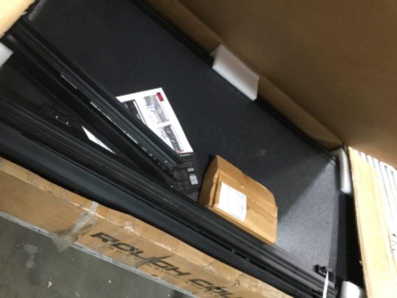 Photo 1 of (Used)(damaged)Rough Country Hard Flip-Up Truck Bed Tonneau Cover for Toyota Tundra (2022-2025) - Aluminum Tri-Fold Bed Cover, Fits 5'7" (65.6") Bed