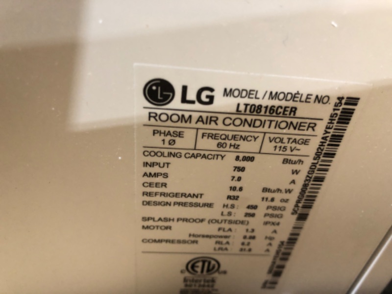 Photo 1 of ***PARTS ONLY***LG 7,800 BTU Through the Wall Air Conditioner, 115V, AC Wall Unit for Rooms up to 330 Sq. Ft., Perfect for Bedroom or Office, Wall Mounted AC Unit with Remote and 3 Cool & Fan Speeds, White