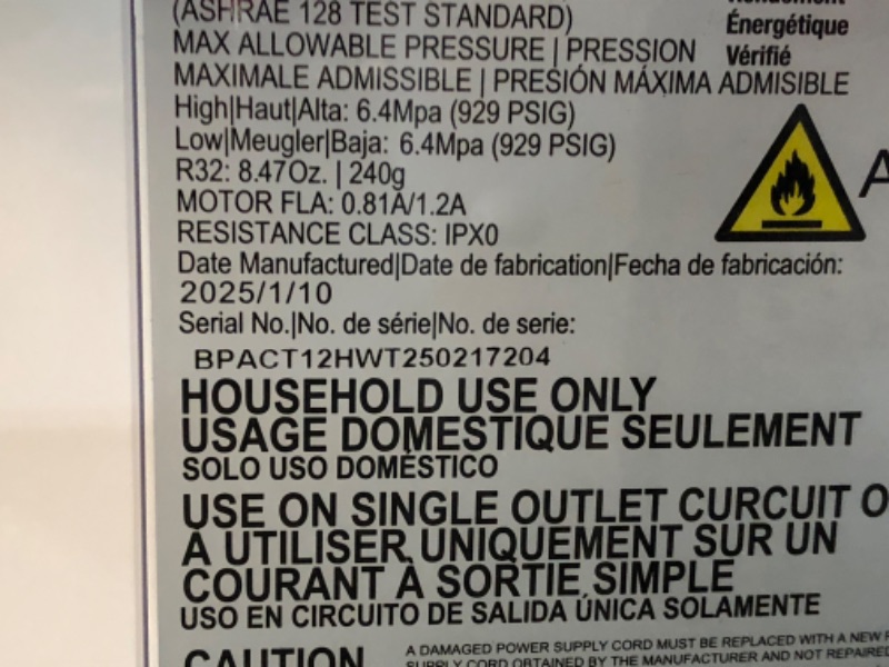 Photo 1 of ***PARTS ONLY***BLACK+DECKER Smart Portable Air Conditioner with Heat, 12,000 BTU Cooling, 9,000 BTU Heating for Rooms up to 550 Sq. Ft., Follow Me Remote, BPACT12HWT, White