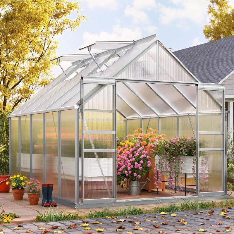 Photo 1 of ************PARTIAL ITEM, THIS IS ONLY CARTON 2 OUT OF 2************

YITAHOME 10x8FT Polycarbonate Greenhouse Large Heavy Duty Green Houses Outdoor Aluminum Greenhouses with Sliding Doors Vent Window Premium Walk-in Greenhouse for Garden Backyard, Matte 