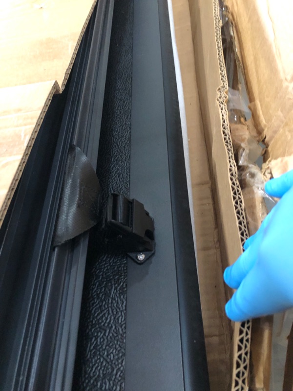 Photo 1 of (Used)(damaged) (missing hardware) Rough Country Hard Tri-Fold Tonneau Cover for Ford F-250 & F-350 Super Duty (2017-2025) -Bed Cover, Fits 6'10 (81.9") Bed