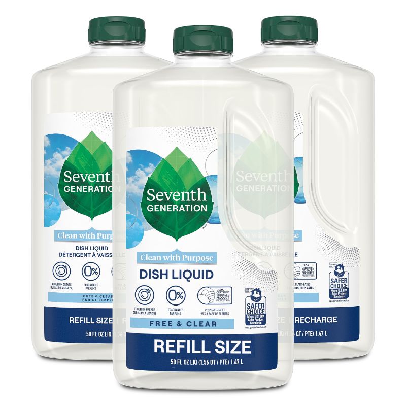 Photo 1 of ********************MISSING 1****************
Seventh Generation Dish Liquid Soap Refill Free & Clear Dish Soap for sensitive skin 50 oz, Pack of 3