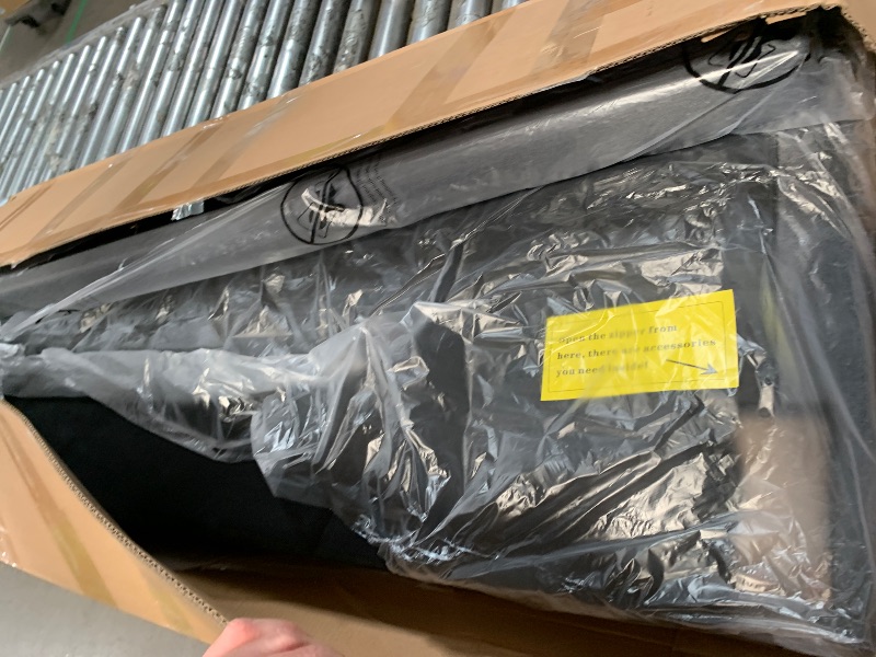Photo 1 of *************INCOMPLETE ITEM, THIS IS ONLY 1 BOX OUT OF A MULTI BOX SET**************
Queen Size Platform Bed Frame with Upholstered Headboard, Button Tufted Design, No Box Spring Needed, Dark Grey