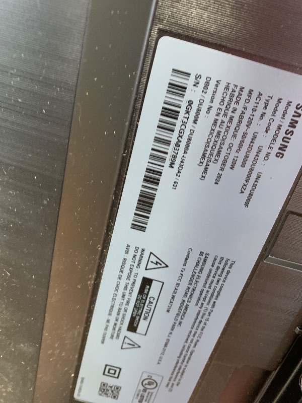Photo 1 of ***********HEAVY DAMAGE, NON-FUNCTIONAL, FINAL SALE*************
Samsung 43-Inch Class 4K Crystal UHD DU8000 Series HDR Smart TV w/Object Tracking Sound Lite, Motion Xcelerator 120Hz, Ultra Slim Design, Gaming Hub, Alexa Built-in (UN43DU8000, 2024 Model)